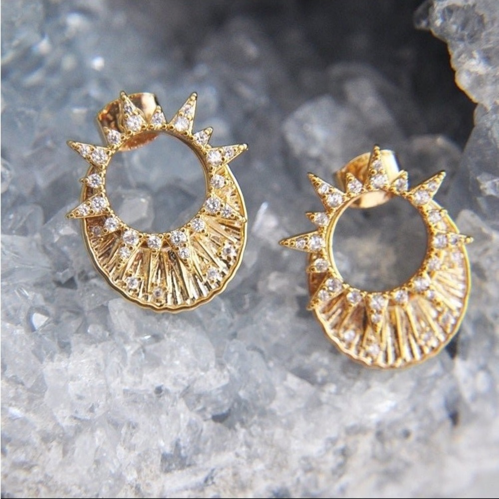 ✨ NWT Sunburst 18k Gold Earring + Gold Necklace Set
